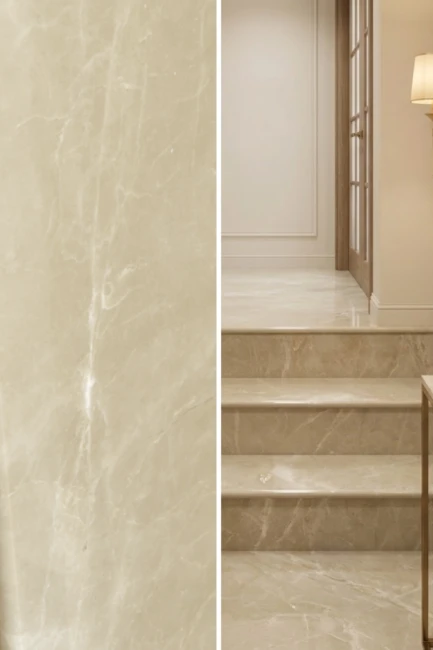 Stopień Marmurowy Crema Marfil New Polerowany | 135x33x2 cm