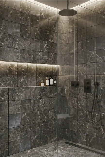 Płytka Marmurowa Tempesta Nera Szlifowany | 20,3x20,3x1 cm