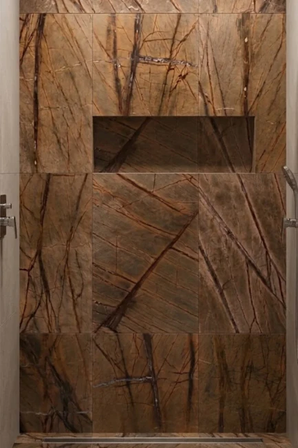 Płytka Marmurowa Rain Forest Brown Szczotkowany | 61x30,5x1,2 cm