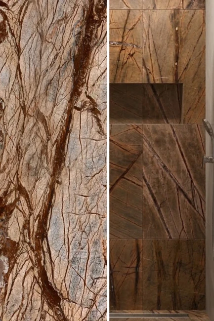 Płytka Marmurowa Rain Forest Brown Szczotkowany | 61x30,5x1,2 cm
