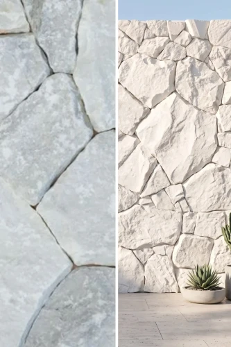 Marmur White Kamień nieregularny na ścianę 2–4 cm | Dzikówka Rockface