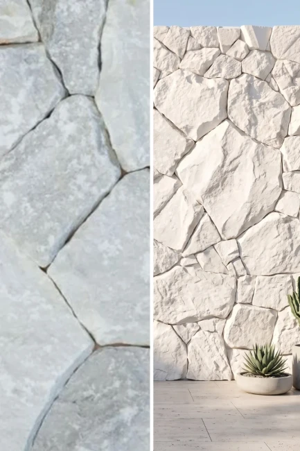 Marmur White Kamień nieregularny na ścianę 2–4 cm | Dzikówka Rockface