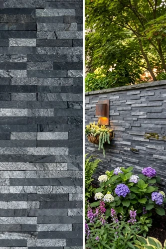 Panel Kamienny Mix Silver Shine &amp; Black Slate (z) Naturalny | 60x15x1-2 cm