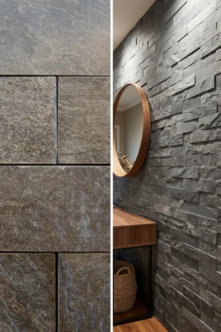 Płytka Kwarcytowa Silver Grey Naturalny | 30x10x0,8-1,3 cm