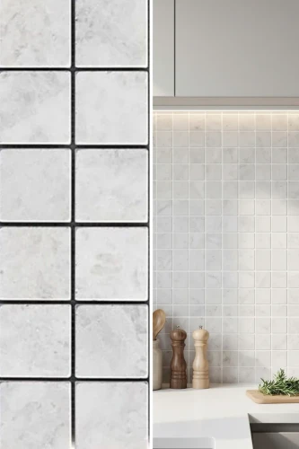 Mozaika Marmurowa Royal White 4,8x4,8 Bębnowany | 30,5x30,5x1 cm