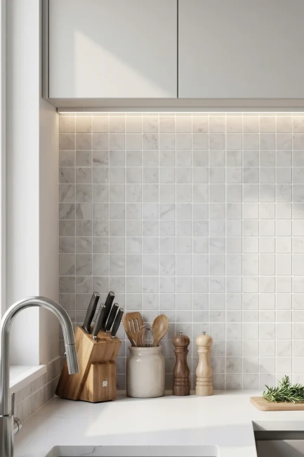 Mozaika Marmurowa Royal White 4,8x4,8 Bębnowany | 30,5x30,5x1 cm