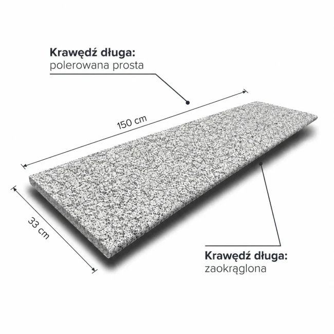 Stopnica Granitowa G603 New Płomieniowana – 2 Krawędzie do Wyboru | 150x33x2 cm