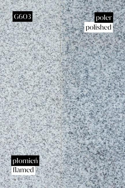 Stopnica Granitowa G603 New Bianco Cristal Płomieniowana 2 Krawędzie Bullnose + Prosta | 100x33x2 cm