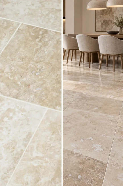 Trawertyn Ivory Classic Mix Cross Cut Szlifowany i Szpachlowany | 61x61x1,2 cm