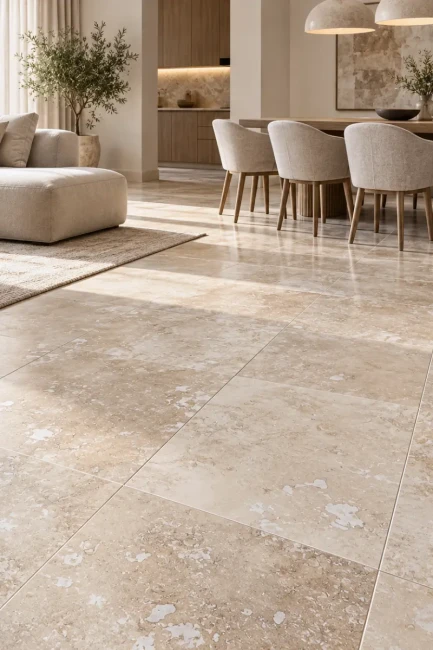 Trawertyn Ivory Classic Mix Cross Cut Szlifowany i Szpachlowany | 61x61x1,2 cm