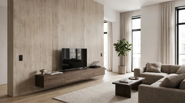 Fornir kamienny Tuscan Cream Travertine XXL | 122x280x0,2 cm
