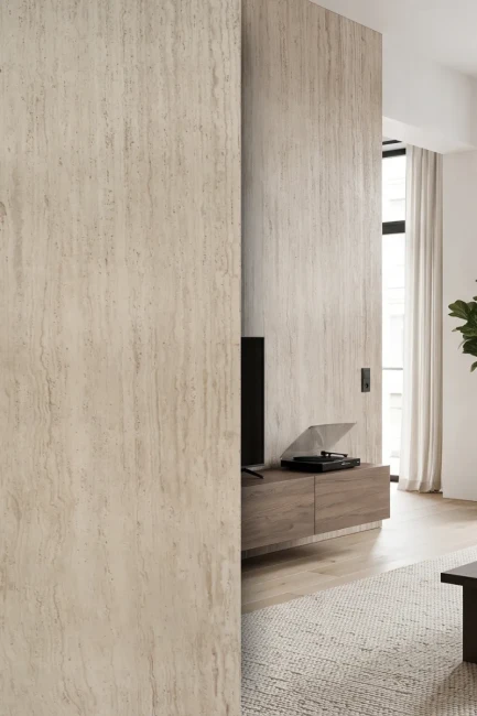 Fornir kamienny Tuscan Cream Travertine XXL | 122x280x0,2 cm