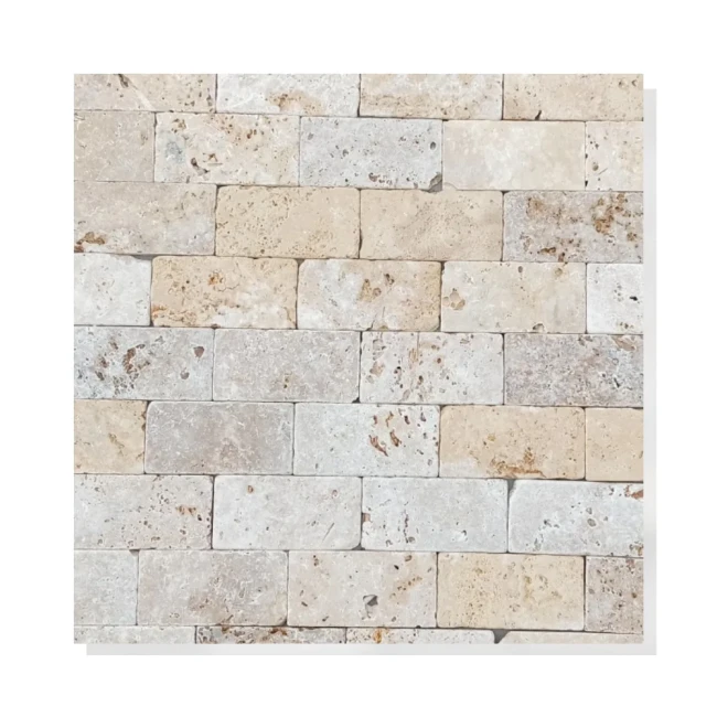 Cegiełka Trawertyn Kamień Elewacyjny Dekoracyjny Ivory Classic Mix | 7,5x15 cm
