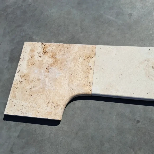 Trawertyn Classic Mix Kamień Brzegowy Narożny 3 cm 40,6×61 cm | Obrzeża do basenu Bullnose