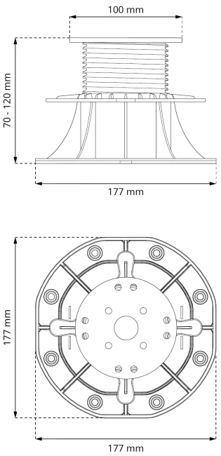 Regulowany wspornik tarasowy Standard 70-120 mm