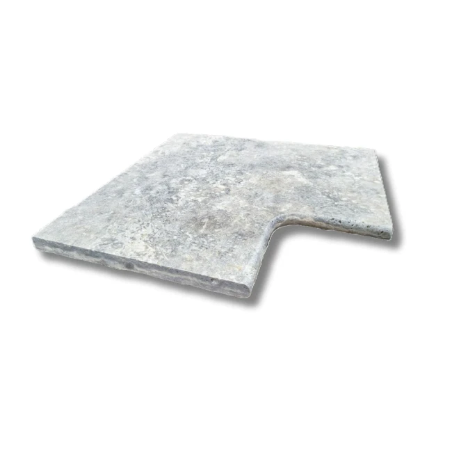 Trawertyn 3 cm Kamień brzegowy Silver Export | Obrzeża do basenu Bullnose narożnik