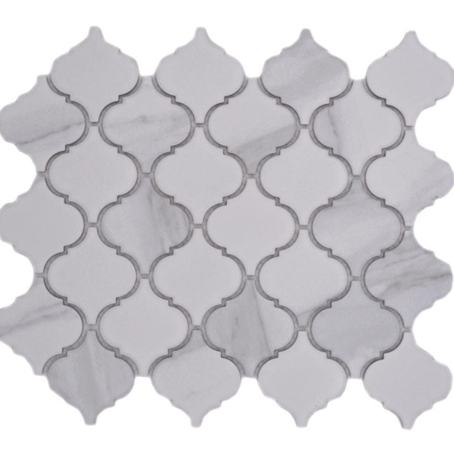 Mozaika ceramiczna Biała Calacatta Grey Arabeska Matowa | 29,3×24,5×0,6 cm