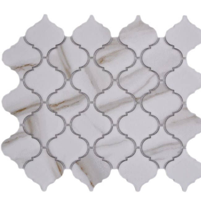 Mozaika ceramiczna Biała Calacatta Gold Arabeska Matowa | 29,3×24,5×0,6 cm