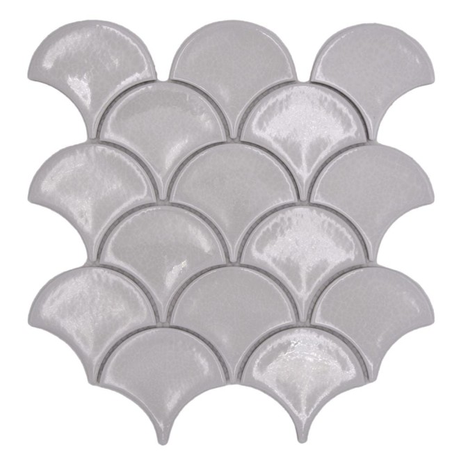 Mozaika ceramiczna Biała Rybia Łuska Polerowana | 29,3×24,5×0,6 cm
