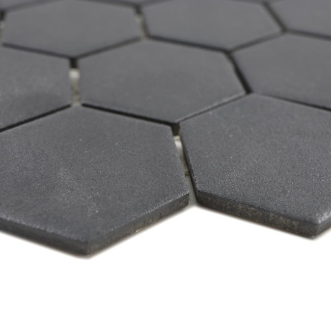 Mozaika ceramiczna Czarna Hexagon Matowa | 32,5×28,1x0,6 cm