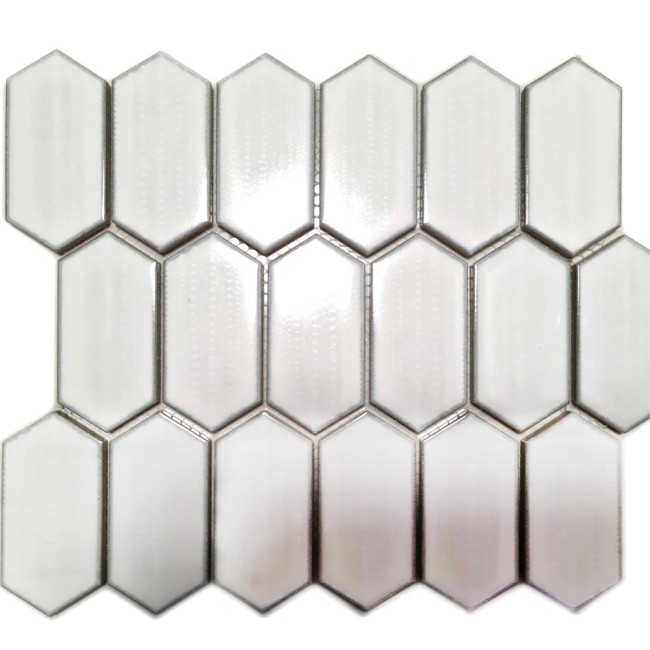 Mozaika ceramiczna Biała Hexagon Polerowana | 25,3x29,3x0,75 cm
