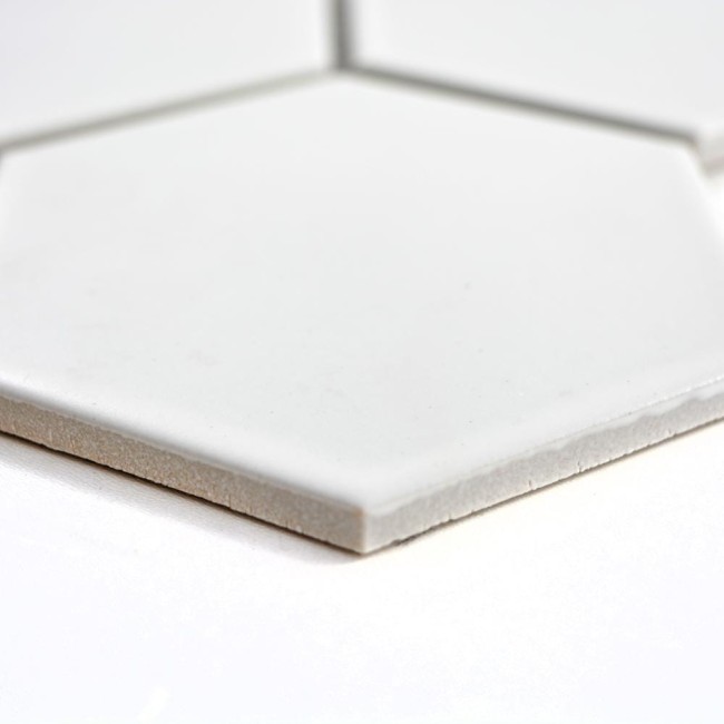 Mozaika ceramiczna Biała Hexagon Matowa | 25,6x29,5x0,65 cm