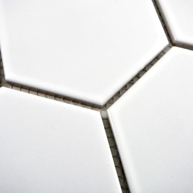 Mozaika ceramiczna Biała Hexagon Matowa | 25,6x29,5x0,65 cm