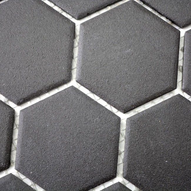 Mozaika gresowa Czarna Hexagon Matowa | 32,5x28,1x0,5 cm