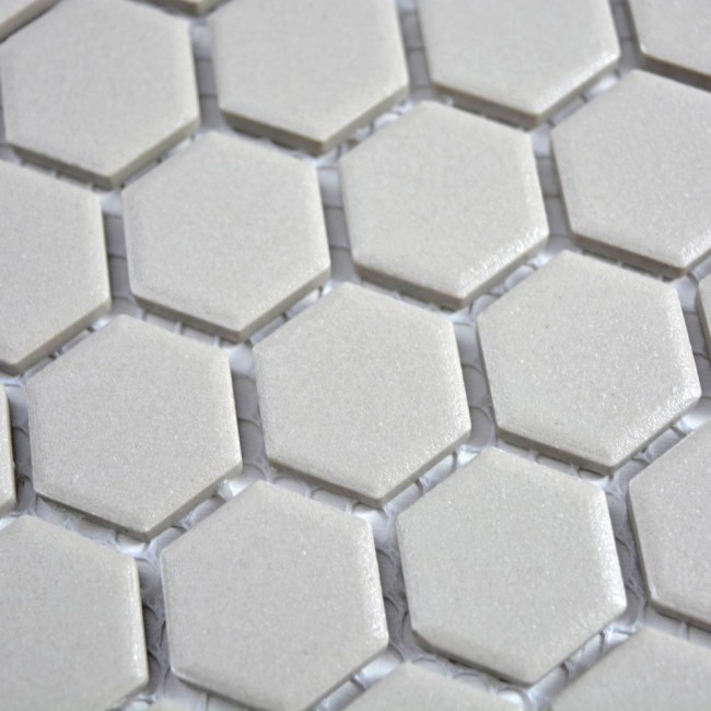 Mozaika gresowa Jasny Szary Hexagon Matowa | 26x30x0,5 cm
