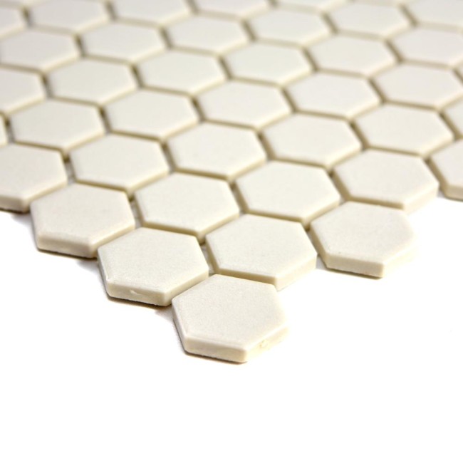 Mozaika gresowa Biała Hexagon Matowa | 26x30x0,5 cm