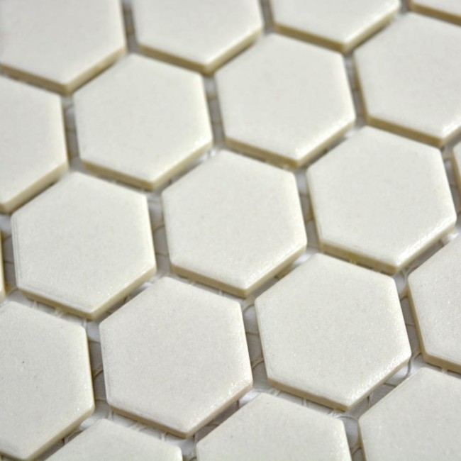 Mozaika gresowa Biała Hexagon Matowa | 26x30x0,5 cm