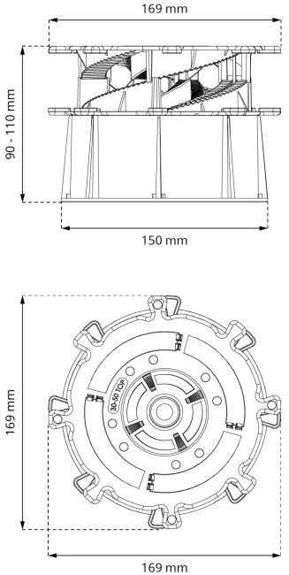 Regulowany wspornik tarasowy Spiral 90-110 mm