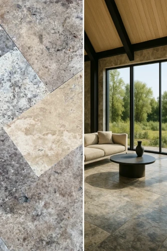 Trawertyn Silver Latte Bębnowany 1,2 cm | Komplet Rzymski 0,742 m2