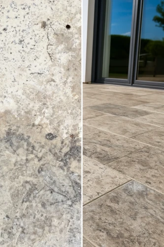 Trawertyn Silver Latte Bębnowany 61x61x3 cm | Płytka ogrodowo-tarasowa