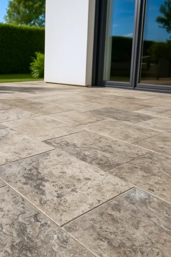 Trawertyn Silver Latte Bębnowany 61x61x3 cm | Płytka ogrodowo-tarasowa