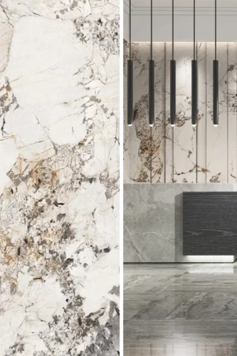 Płyta Węglowa WPC Crystal Stone Błyszcząca 280x112 – aranżacja i wzór płyty w jasnym odcieniu