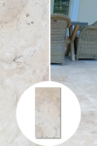 Trawertyn Ivory Classic Mix Bębnowany 40,6×61x3 cm | Płytka ogrodowo-tarasowa