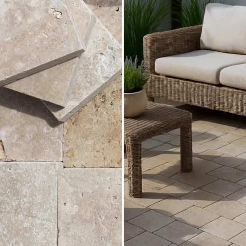 Trawertyn Blend Mix Kostka Bębnowana 15,25x15,25 3 cm