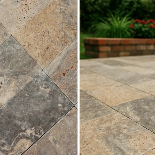 Trawertyn Ash Argent Antykowany 15,3×30,5x3 cm | Płytka ogrodowo-tarasowa