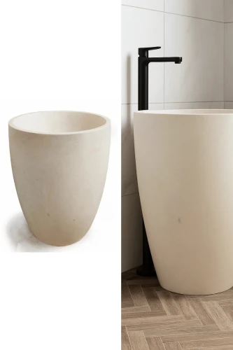 Umywalka Wapienna Beżowy Kamień Wolnostojąca Satynowa 58x58x85 cm