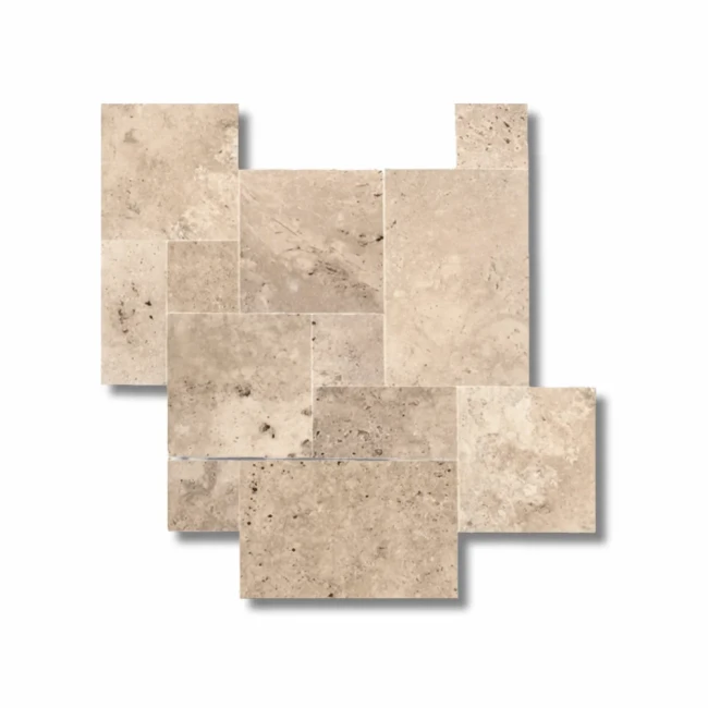 Trawertyn 12mm Classic Mix French Pattern | Komplet Rzymski 0,74 m2