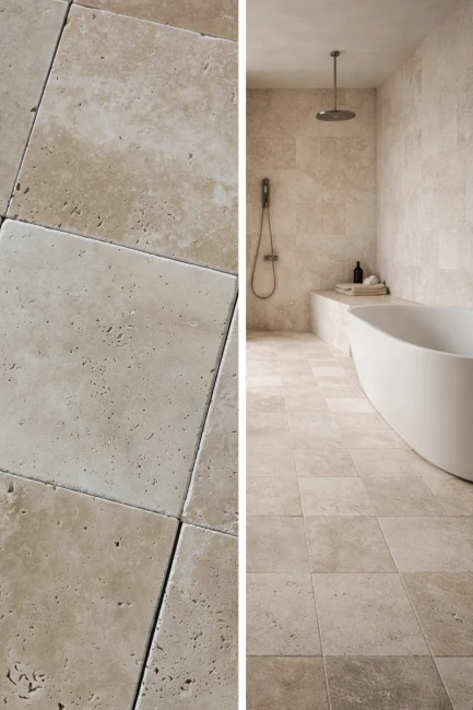 Trawertyn Super Light Szlifowany Niewypełniony Modern Tumbled 20,3x20,3x1,2 cm