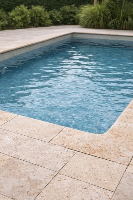 Trawertyn Classic Mix Kamień Brzegowy Narożny 3 cm 40,6×61 cm | Obrzeża do basenu Bullnose