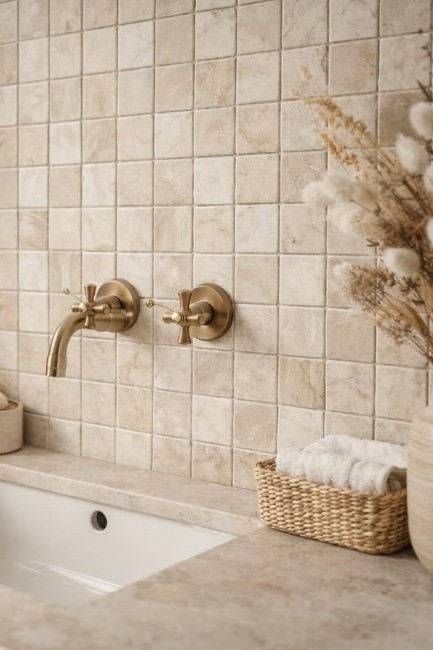 Kamień dekoracyjny Marmur Queen Beige | Coffee White Mozaika 30,5x30,5x1 cm