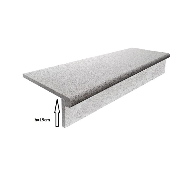 Zestaw Stopnica Granitowa Płomień G603 Bullnose 135x35x2 + Podstopnica Poler 135x15x2 cm