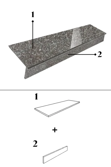Zestaw Stopień + Podstopień Granitowy Poler G664 150x33x2 cm