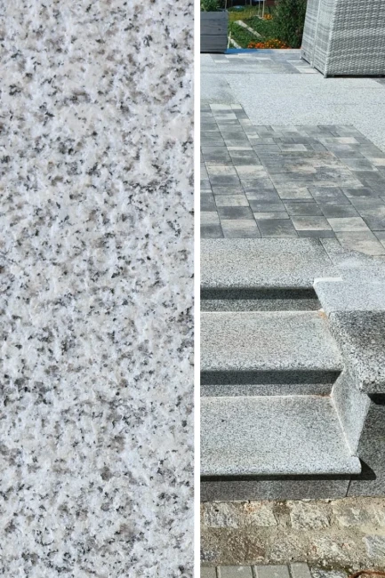 Schodek Granitowy Płomieniowany G603 150x35x2+2 stopnica Bullnose Przedsprzedaż