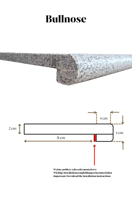 Schodek Granitowy Płomieniowany G603 150x35x2+2 stopnica Bullnose