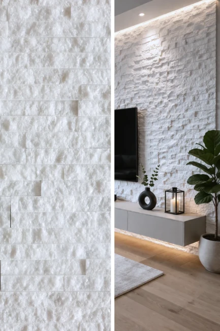 Kamień elewacyjny-dekoracyjny marmur Pure White Stackstone 10x36 cm