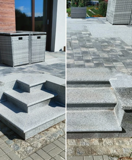 Zestaw Stopień Płomień + Podstopień Granitowy G603 120x35x2 / 120x15x2 Bullnose